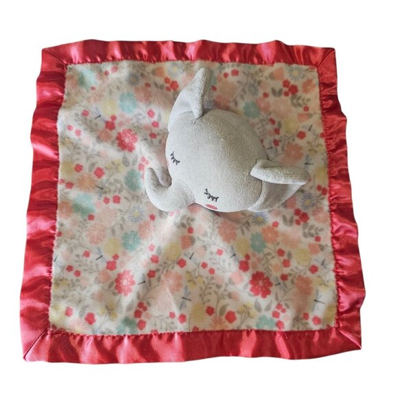 Parents Choice Pink Elephant Lovey Security Pink Floral Plush Satin Trim - Picture 3 of 8